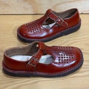 Vintage Clarks Leather T-Bar Shoes Burgundy Size 11F